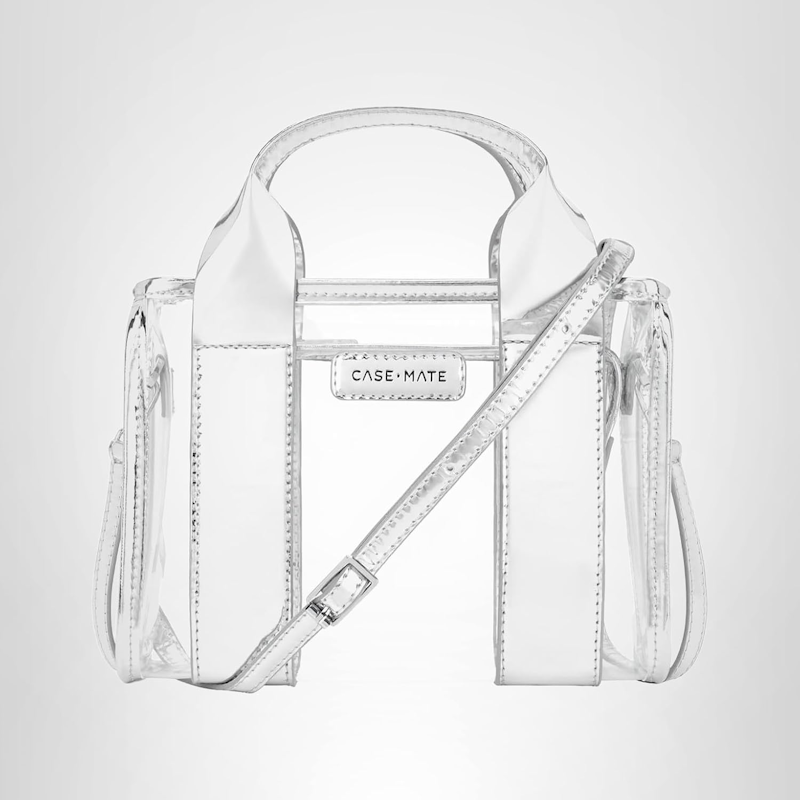 Clear Jelly Tote Bag, a clear stadium approved bag measuring 12" x 6" x 12"