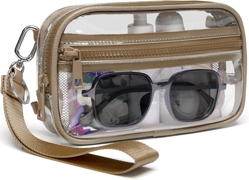 Clear Tote with Wristlet Set, a clear stadium approved bag measuring 12" x 6" x 12"